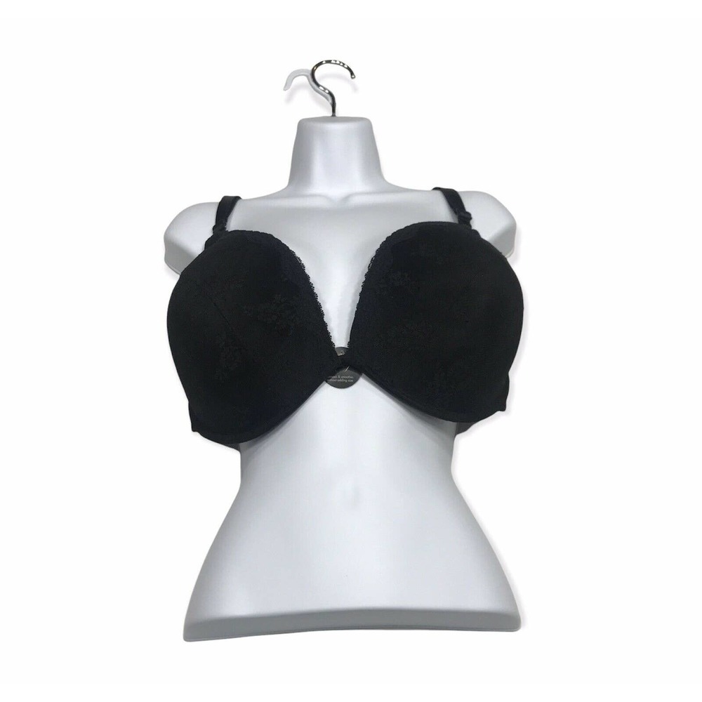 Smart & Sexy Bra 44DD 44E Black Lace Shapes & Smooths Underwire Black NWOT